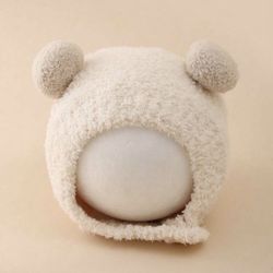 Fluffy bear-ear baby hat — warm, soft & adorable! Perfect for winter and cute photos