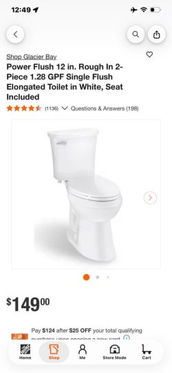 Glacier Bay Power Flush 2-Piece Elongated Toilet White
