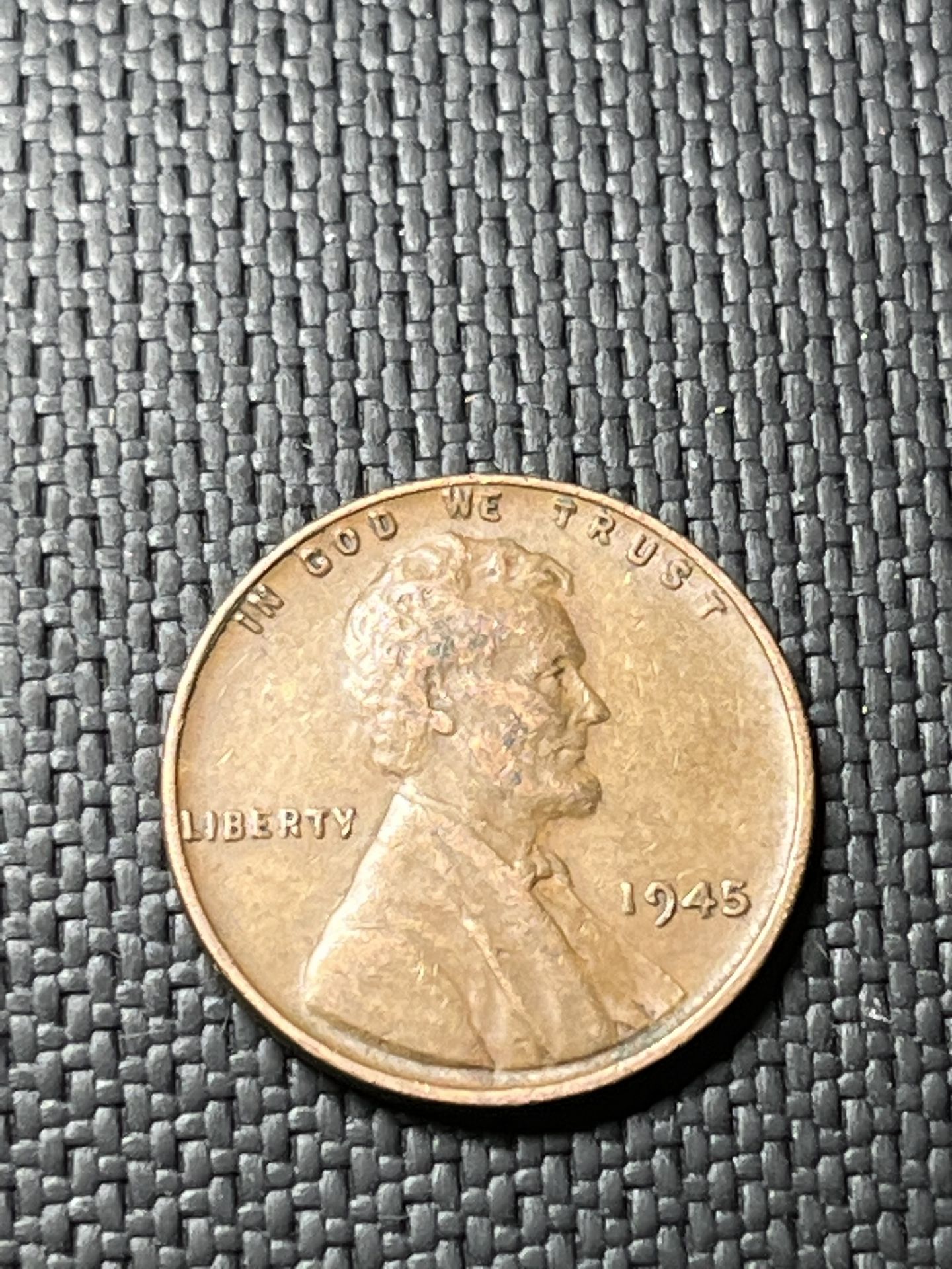 1945 Lincoln Wheat Cent Penny Coin 