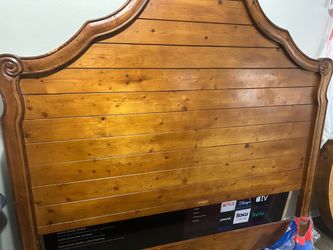 Wood Bed Headboard with Carved Frame