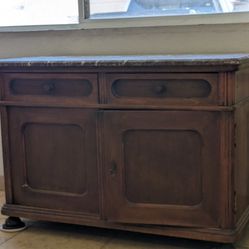 Credenza - Wood With Marble Top - Antique