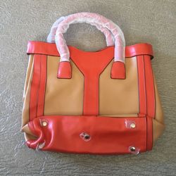 New Large P/U Leather Two-Tone Tote
