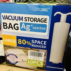 10 Pack Large Vacuum Seal Storage Bag Space Saving for Clothing Comforter Blanket New Condition Size Length 39", Width 27"