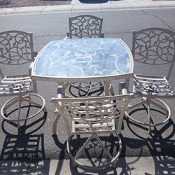 Hampton Bay 5 Piece Patio Table Set With Swivel Chairs