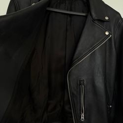 Acne Studios Leather Biker Jacket Double Leather Jacket Mens Size 52 Black