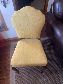 Antique yellow fabric wood chair
