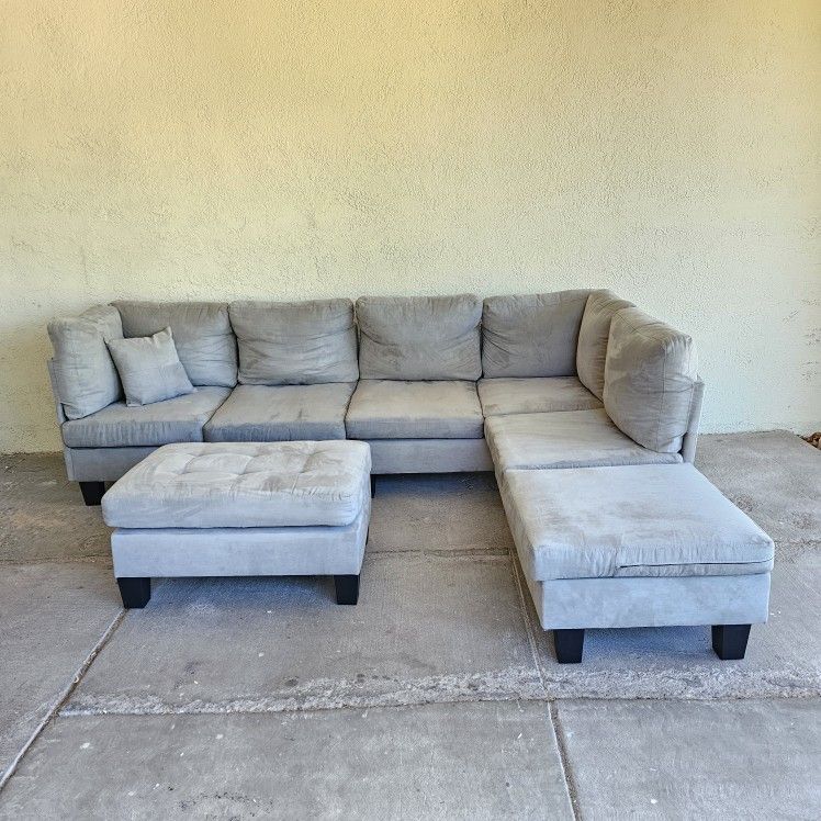Grey Gray Sectional Sofa Couch 