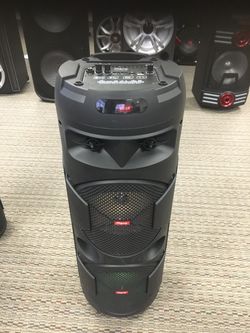 Dual Eight inch rechargeable Bluetooth speaker/aux/fm/USB and SD port/microphone for karaoke/brand new!!