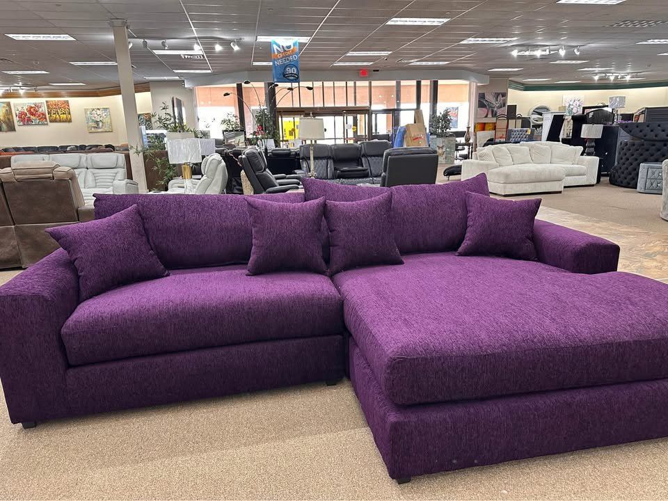 💜NEW Purple OVERSIZED SECTIONAL Chaise Living Room Sofa 💥$10 Down💥NO CREDIT