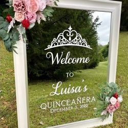 New white decal for selfie entrance mirror