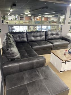Fog Leather 4-Piece Corner Sectional 