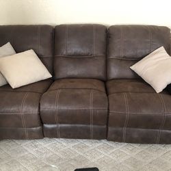 Genuine Leather Reclining Couch