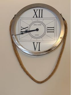 Large STAINLESS STEEL Rope decor wall hanging CLOCK