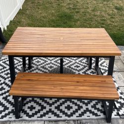 Outdoor Patio Table With Two Benches 