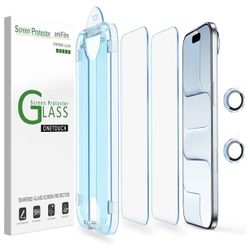 OneTouch Screen Protector for iPhone Air 17 6.5" + Camera Lens Protector | Auto-Alignment Install | Bubble Free | 9H Tempered Glass | Shatterproof | F