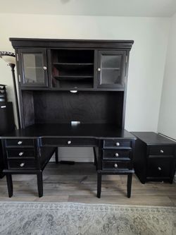Ashley Desk with Hutch and detached file cabinet