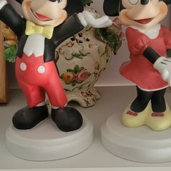 Mickey And Minnie Ceramic Figurines 