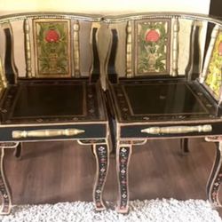 Vintage Hand Painted Wooden Accent Chairs