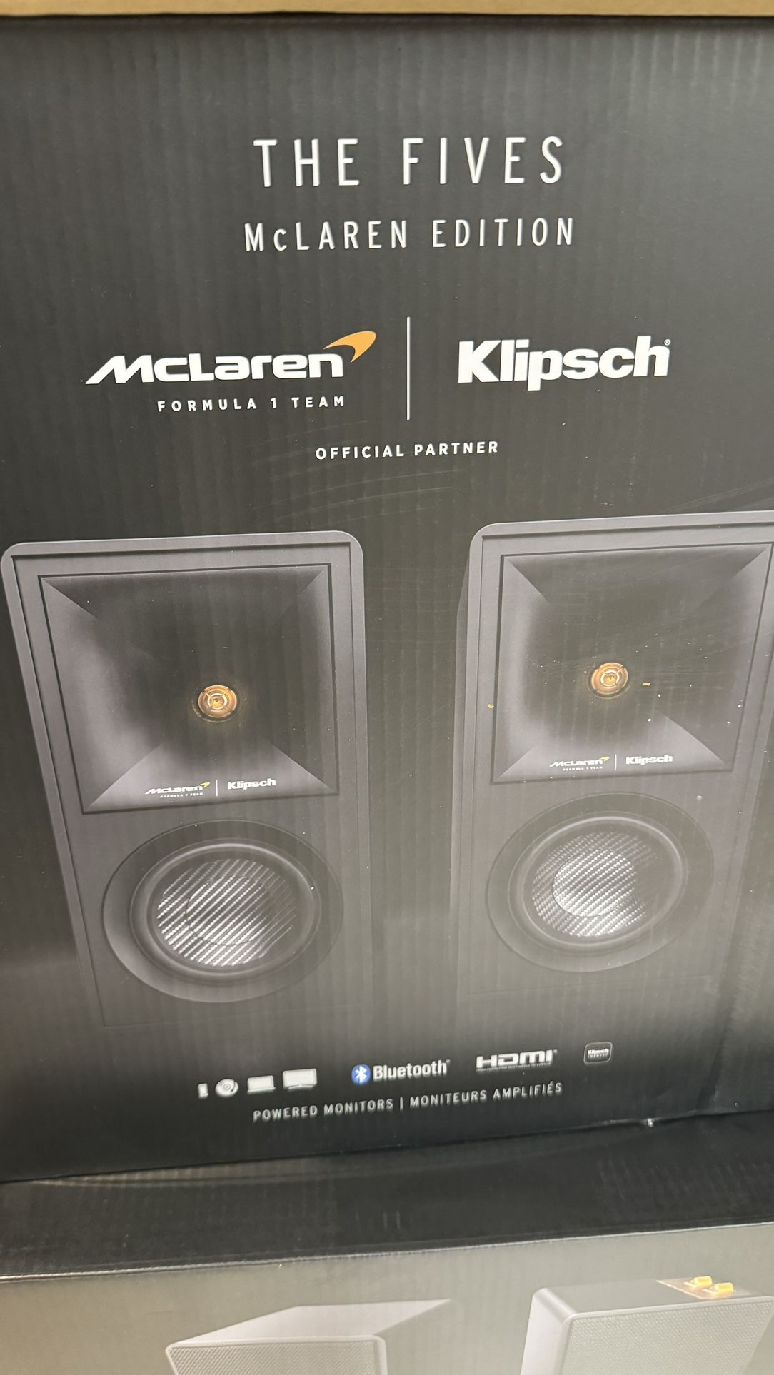 New In Box Klipsch The Fives McLaren Edition Bookshelf Speakers