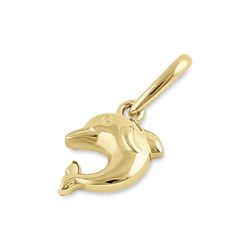 14K Solid Gold Dolphin Pendant