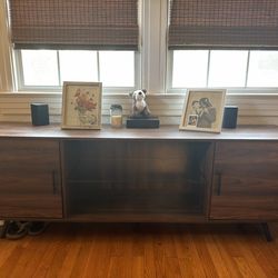 Walnut colored media stand/credenza