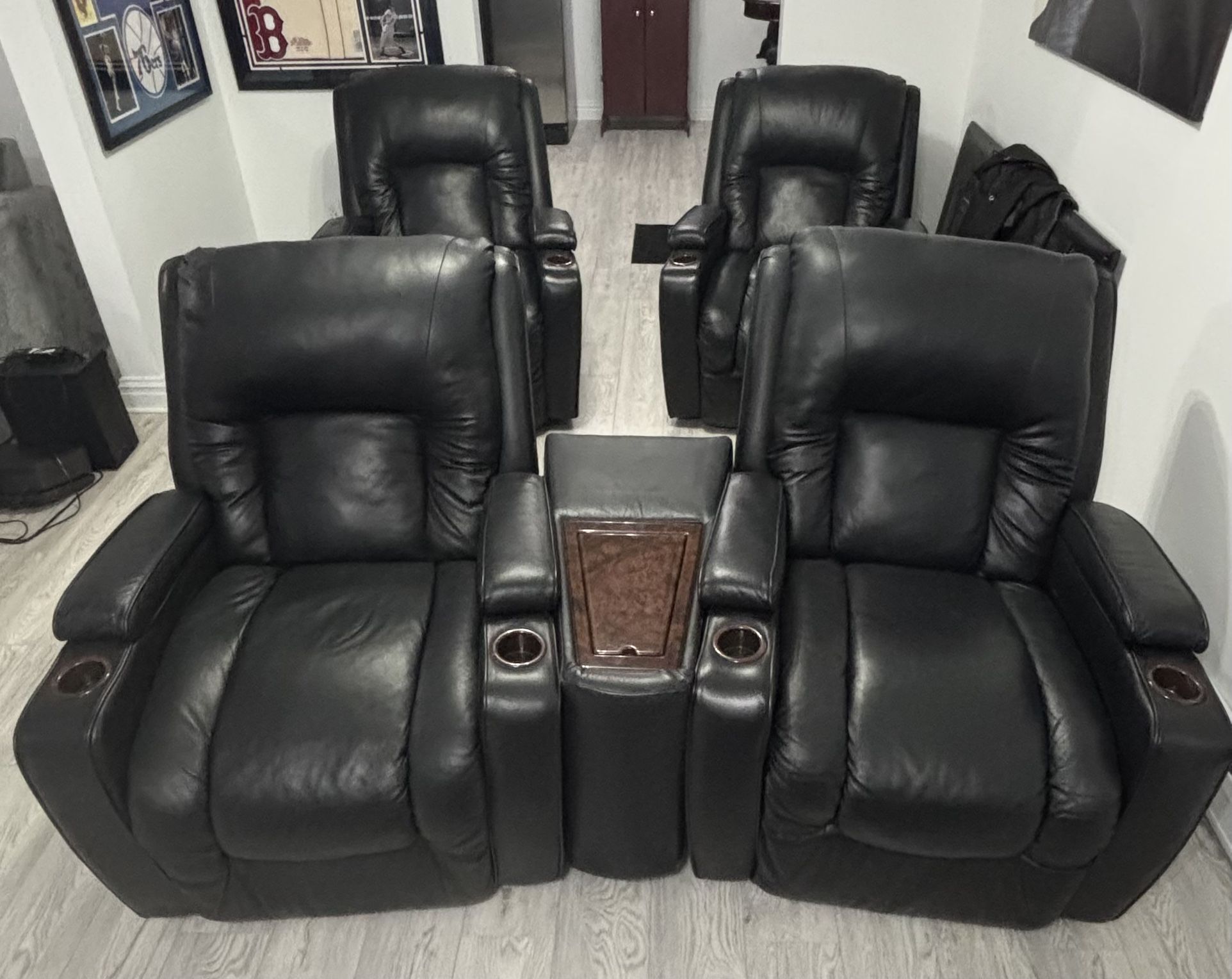 Black Leather recliner 5 Piece Set