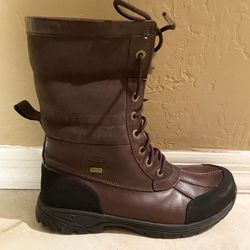 UGG Butte Waterproof Dark Brown Fur Winter Boots Men’s 9.5