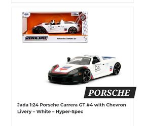 Jada 1:24 Porsche Carrera GT #4 with Chevron Livery - White S Hyper-Spec