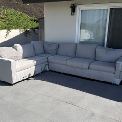 Free sectional gray fabric sofa - Needs Reupholstering 
