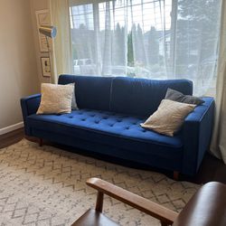 84” Blue Velvet Couch 