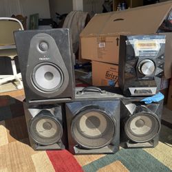 Complete Studio/Outdoor Sound System with 3-Sub Speaker System, Receiver, & Active Studio Monitor