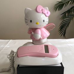 Hello Kitty Phone Angel Light Up Wings Corded with Caller ID USED