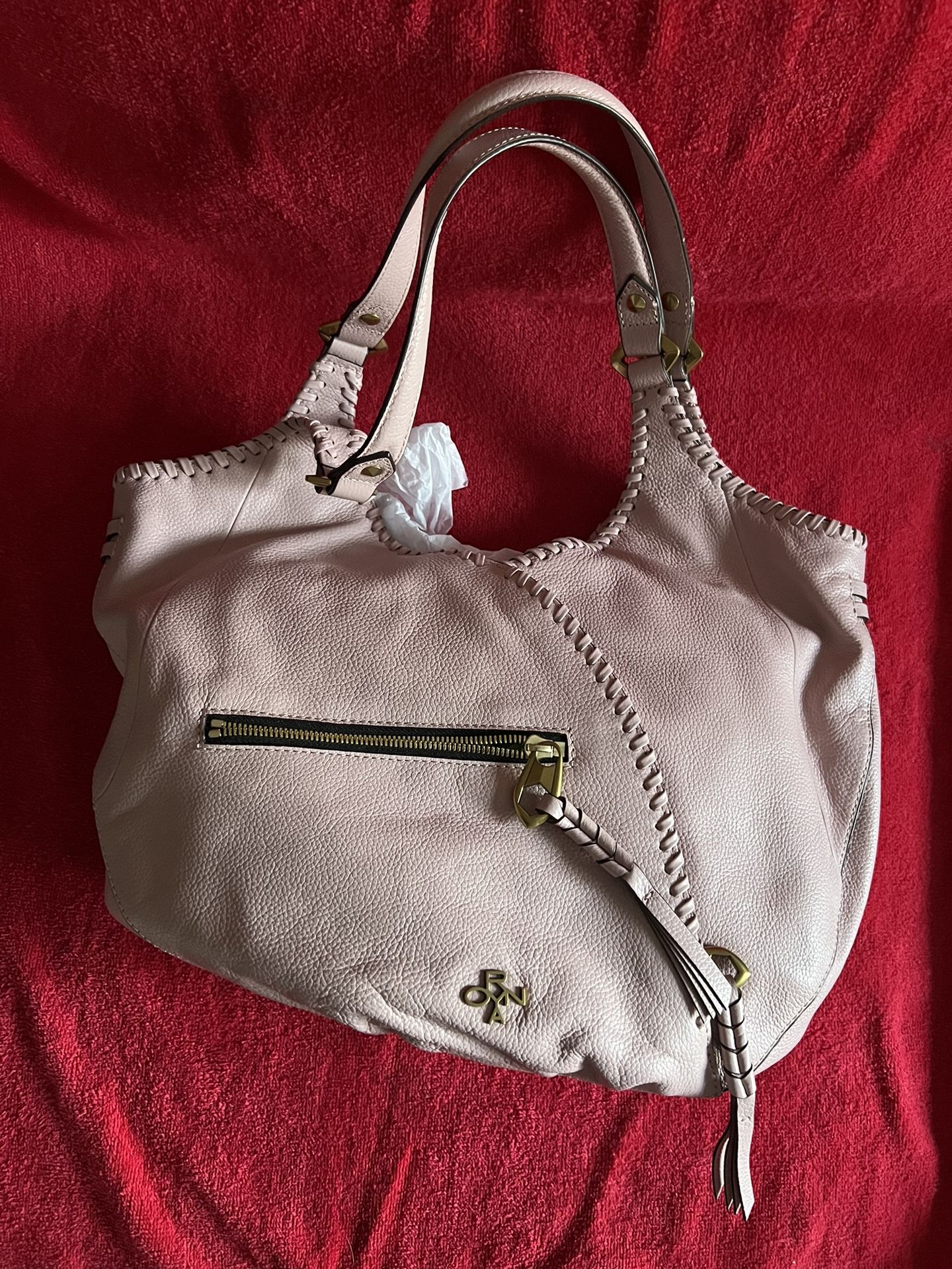 OrYany Pink pebble Hobo Bag with Whipstitch Detail