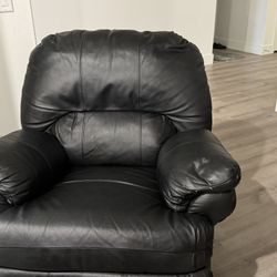 3-Piece Black Leather Furniture Set