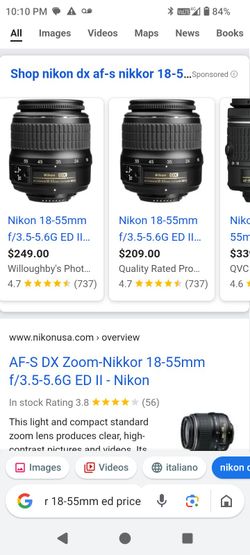 Nikon 18-55mm f/3.5-5.6G ED II AF-S DX Zoom-Nikkor Autofocus LensNikon 18-55mm f/3.5-5.6G ED II AF-S DX Zoom-Nikkor Autofocus Lens
Nikon 18-55mm f/3.5