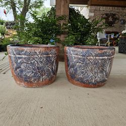 Rustic Blue Hummingbird Clay Pots . (Planters) Plants, Pottery, Talavera $55 cada una.