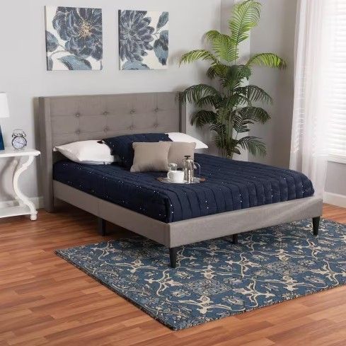 FREE DELIVERY Casol Gray Wood Frame Queen Platform Bed,All Products : American Fashion Style Bags On Sale