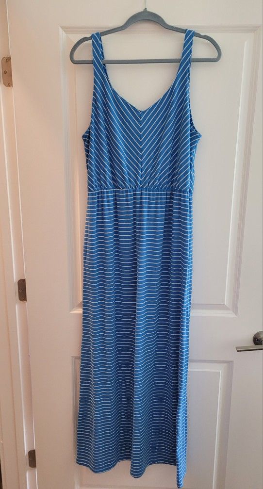 Soft(in color and texture)  Blue Striped Maxi Dress