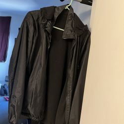 Men's Reversible Water Resistant Polar Fleece Lined Hooded Windbreaker Rain Jacket bc