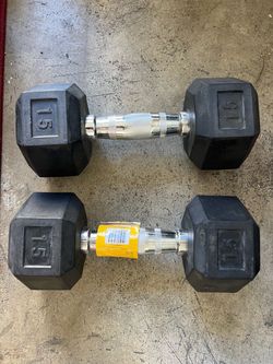 New 15 lb Hex Dumbbells Pair