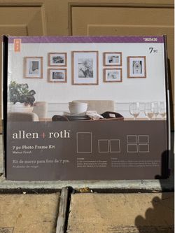 Allen + Roth 7-Piece Walnut Gallery Wall Photo Frame Set – Brand New in Box