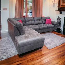 *FREE DELIVERY* gray leather sectional couch ashley furniture