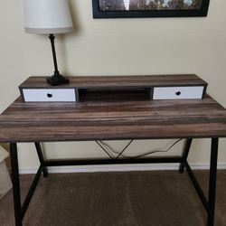 Desk White Small Drawer On Either Side 