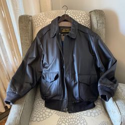 Dark brown leather bomber jacket