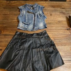 Halloween Womens Rocker Costume, Jacket Size S, Faux Leather Skirt, Size M, $40