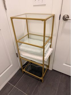 Bathroom Shelf, glass with gold metal frame