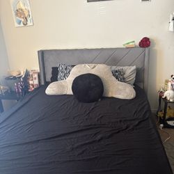 Grey Silk Queen Size Bed Frame 