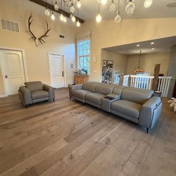 Cullen Taupe Beige Leather Sofa & Sofa Chair (unused)