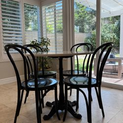 Solid, Round Marble Table  & Chairs- Seats 4