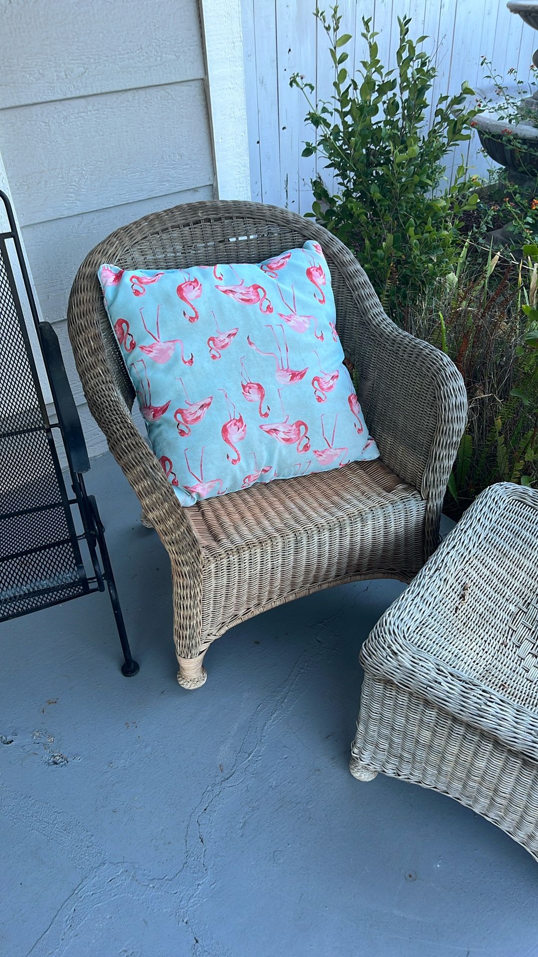 Rattan Chair And Ottoman